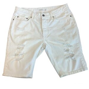 TOPMAN white distressed denim Jean shorts Sz 30🇨🇦